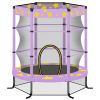 55 Inch Kids Trampoline with Safety Enclosure Net, 4.5FT Outdoor Indoor Trampoline for Kids (Purple)