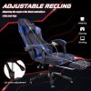 Ergonomic Gaming Chair with Footrest, PU Leather Video Game Chairs for Adults, Reclining Gamer Chair Office Chair with Lumbar Support