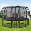 16FT Trampoline for Kids with Upgraded ArcPole and Composite TopLoop for Safety Enclosure, Plus Basketball Board and 12 Ground Stakes