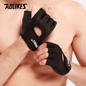 Aolikes 1pair Unisex Fitness Workout Gloves For Weightlifting Cycling Exercise Training Pull Ups Fitness Climbing And Rowing (Color: BLACK, size: M)