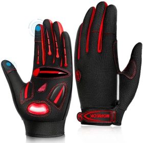 Cycling Gloves Touchscreen Bike Gloves 5MM Liquid Gel Pads Bicycle Gloves Shock-Absorbing Mountain Bike Gloves Men (Color: 122-Red, size: XL)