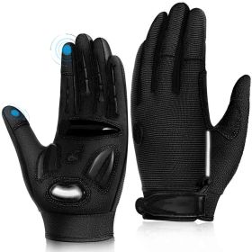 Cycling Gloves Touchscreen Bike Gloves 5MM Liquid Gel Pads Bicycle Gloves Shock-Absorbing Mountain Bike Gloves Men (Color: 122-Black, size: L)