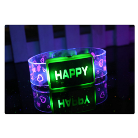 Glow Bracelet Running Lights for Runners Safety Wristband Ankle Reflective Strips (Color: HAPPY green)