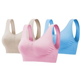 3 Pack Sport Bras For Women Seamless Wire free Bra Light Support Tank Tops For Fitness Workout Sports Yoga Sleep Wearing (Color: LP_LB_Nude, size: 4XL)