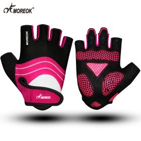 Cycling Gloves Touchscreen Bike Gloves 5MM Liquid Gel Pads Bicycle Gloves Shock-Absorbing Mountain Bike Gloves Men (Color: 095-Pink, size: L)