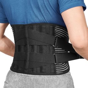 Double Pull Back Lumbar Support Belt Waist Orthopedic Corset Men Women Spine Decompression Waist Trainer Brace Back Pain Relief (Color: BLACK, size: XL-waist 115-125cm)