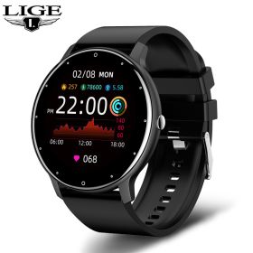 New Smart Watch Men Full Touch Screen Sport Fitness Watch IP67 Waterproof Bluetooth For Android ios smartwatch Men+box (Color: BLACK, Ships From: China)