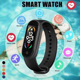 Smartband Fitness Smart Bracelet Heart Rate Blood Pressure Measurement Waterproof Smart Watch Men Women (Color: BLACK, size: One Size Fits All)